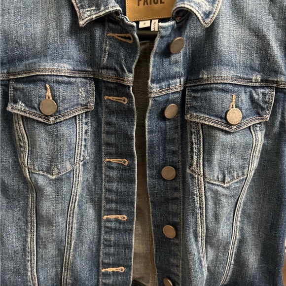Paige Distressed Blue Jean Denim Jacket Size Small - Picture 2 of 8